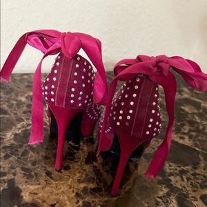 Chic Fuchsia Heels with Bow and Studs
